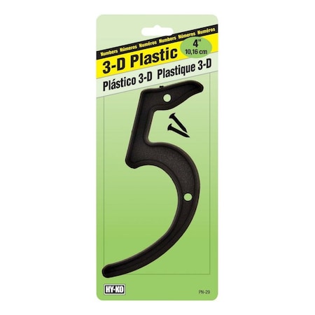Number House 5 Plastic 4In Blk